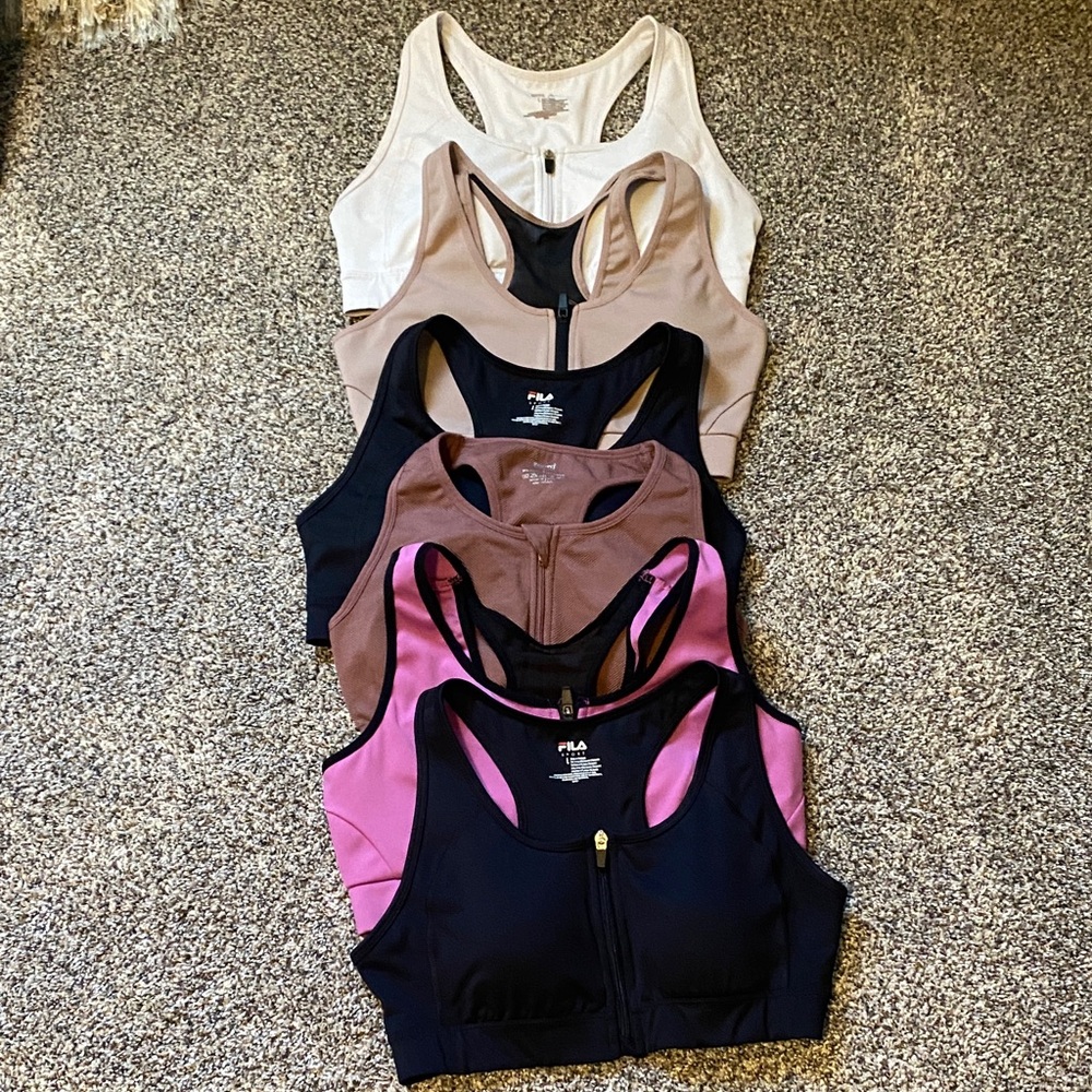 6 front zip  Activewear Bra Collection - Black, Pink, Brown, Cream
